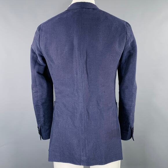 E. FORMICOLA Size 38 Blue Linen Cotton Single Breasted Jacket - Picture 3 of 6